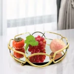 Round Shape Metal & Glass Cosmetics Storage Tray - Image 6