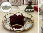 Round Shape Metal & Glass Cosmetics Storage Tray - Image 2