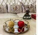 Round Shape Metal & Glass Cosmetics Storage Tray